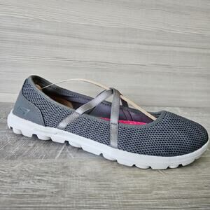 Skechers On the Go Womens Size 10 Gray Slip-On Shoes Goga Mat Mary Jane 13811